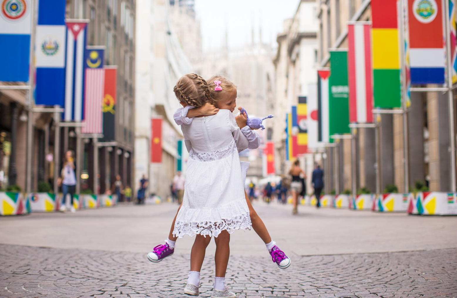 Little Beautiful Girls Walking in Milan